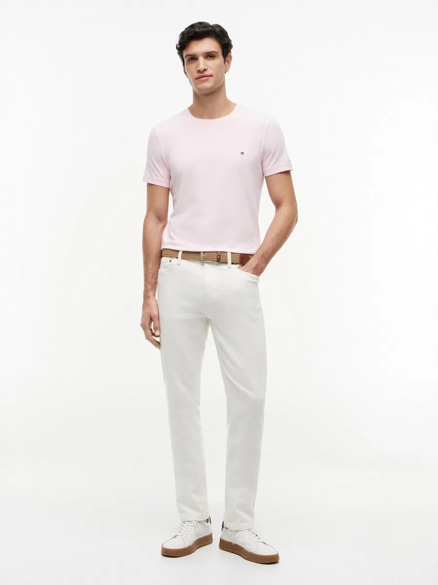 Рубашка TOMMY HILFIGER Slim fit 'Flag Embroidery Slim' в розовом цвете — фото 4