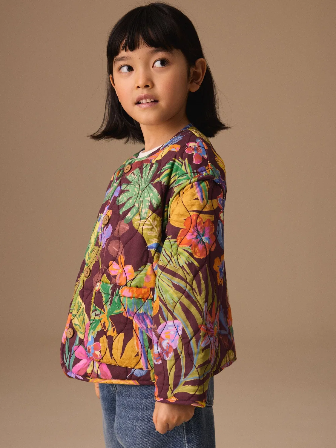 Куртка стеганая Bright Jungle Print Next, яркий джунглевый принт — фото 3