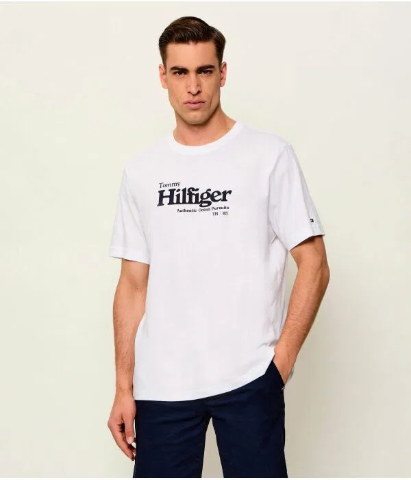 Мужская футболка хлопковая с круглым вырезом Regular Fit Tommy Hilfiger, белый