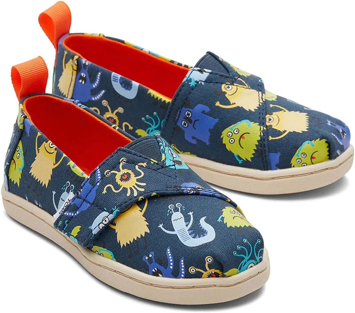 Детские туфли-лоферы Alpargata TOMS, Indigo Glow-In-Dark Monsters — фото 3