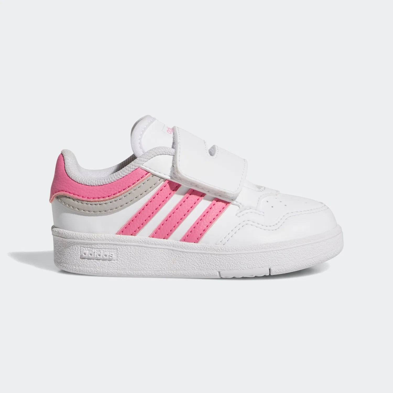 Детские кроссовки на липучках Hoops 4.0 Adidas Sportswear, Cloud White/Pink Fusion/Grey Two — фото 2