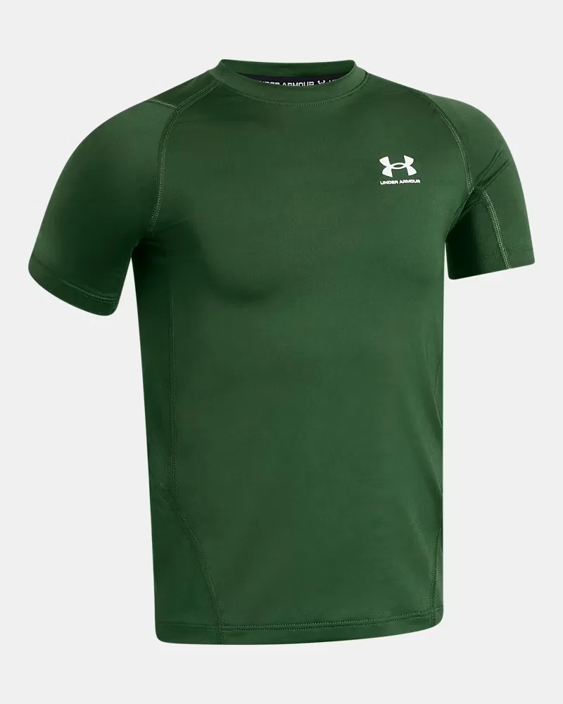 Футболка с коротким рукавом быстросохнущая HeatGear Armour UnderArmour, Forest Green/White — фото 3