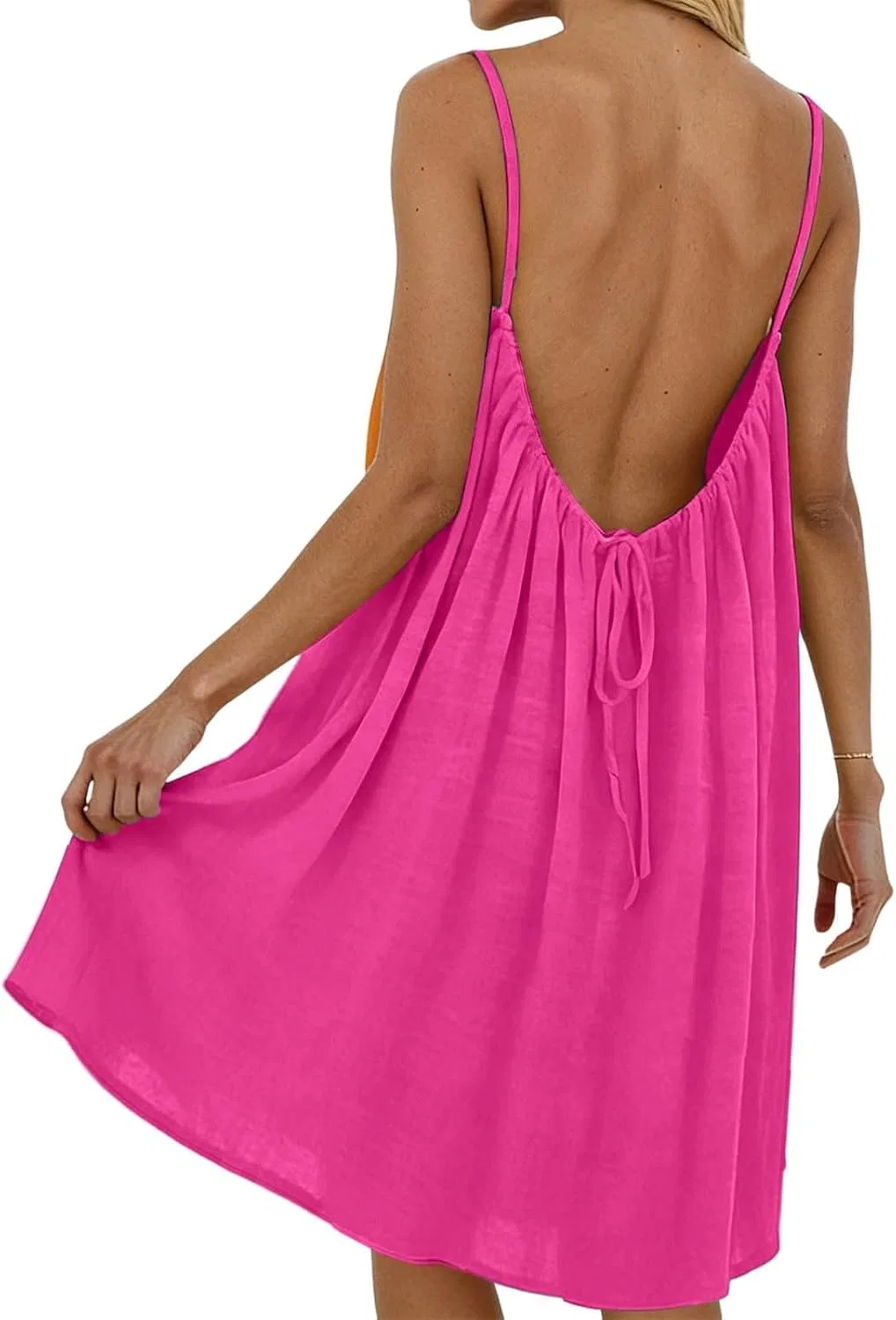 Женское повседневное платье-сарафан с открытой спиной yaoeye, Hot Pink — фото 3