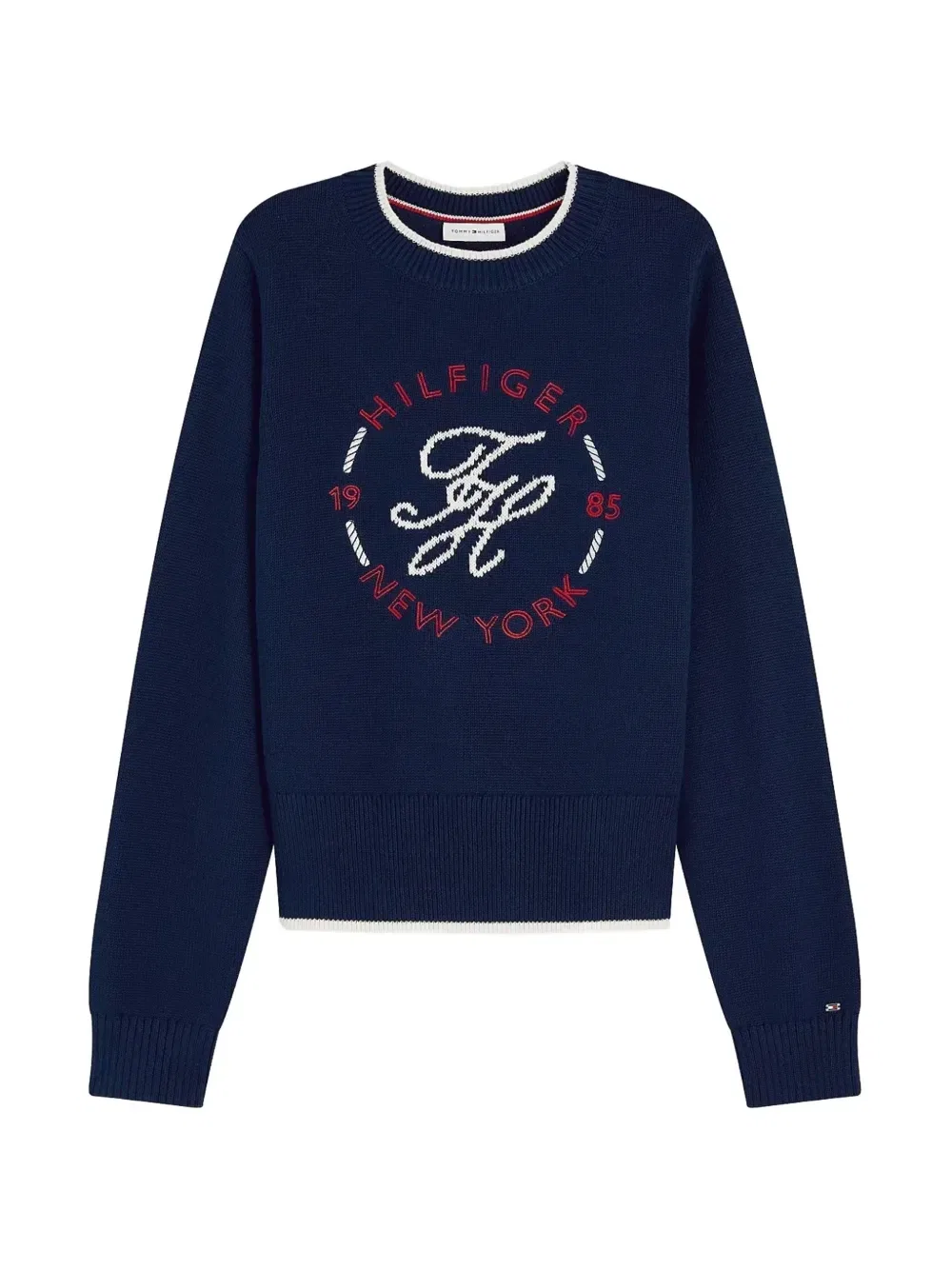 Свитер с вышивкой логотипа и контрастной отделкой Tommy Hilfiger, синий