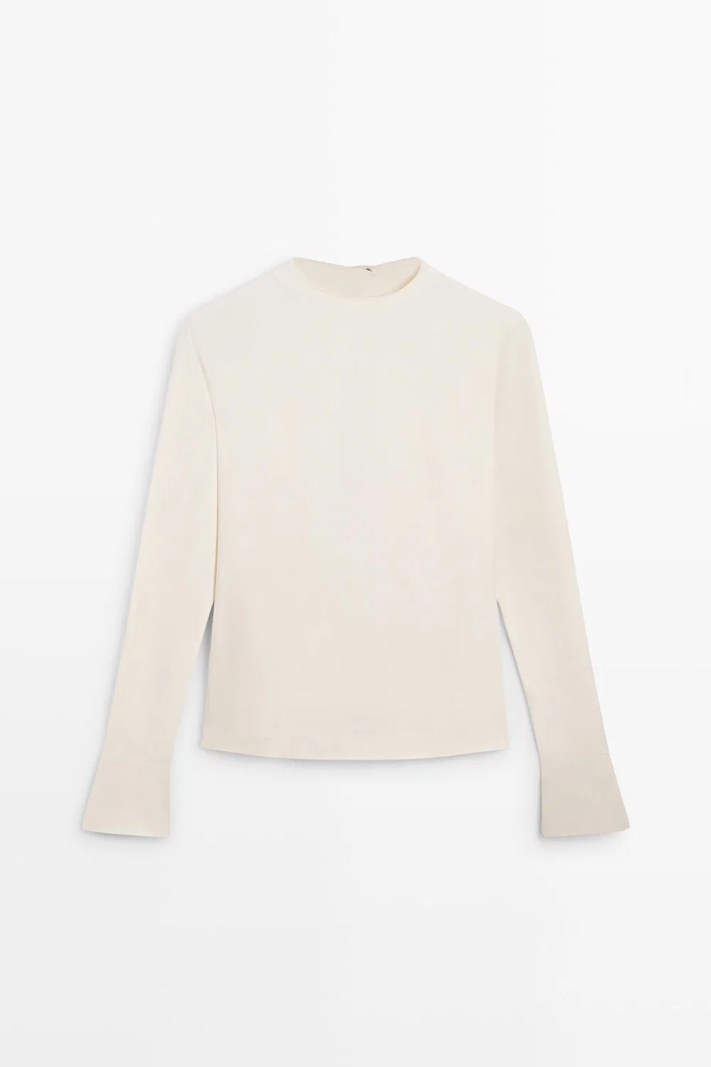 Топ с длинными рукавами и декоративной отделкой на спине Massimo Dutti, кремовый — фото 4