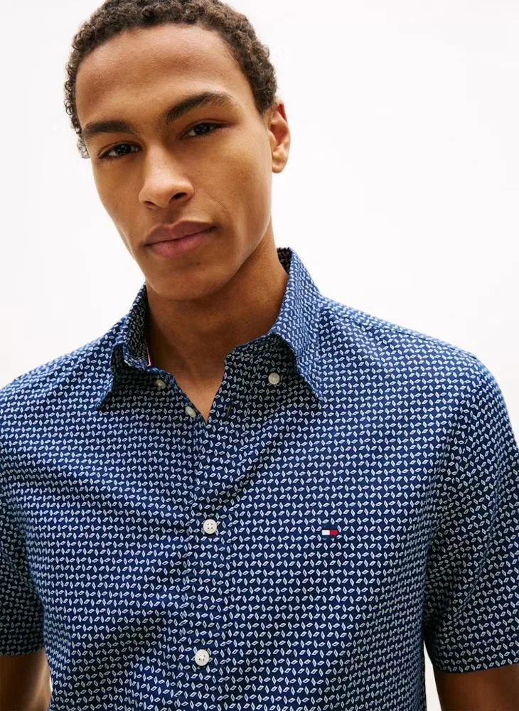 Рубашка с коротким рукавом с принтом Regular fit Tommy Hilfiger, темно-синий — фото 3