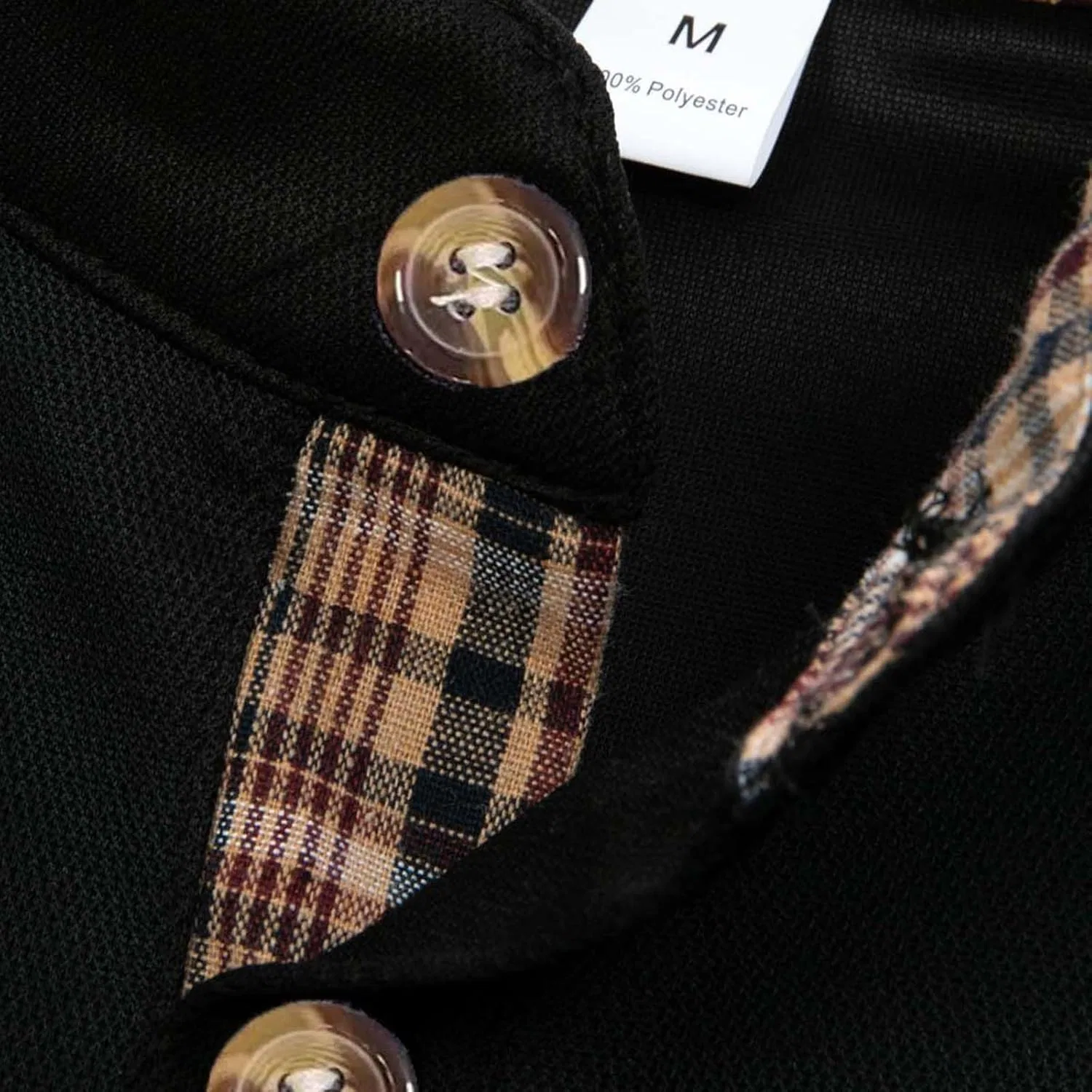 Мужская рубашка-поло с воротником-стойкой Henley, Black — фото 3