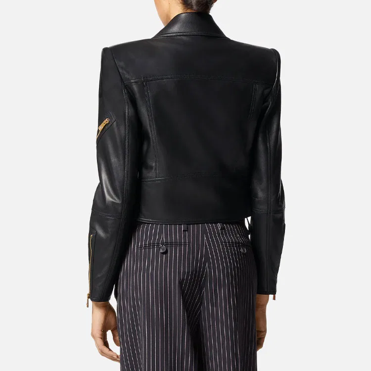 Кожаная куртка SS23, VERSACE, Black — фото 4
