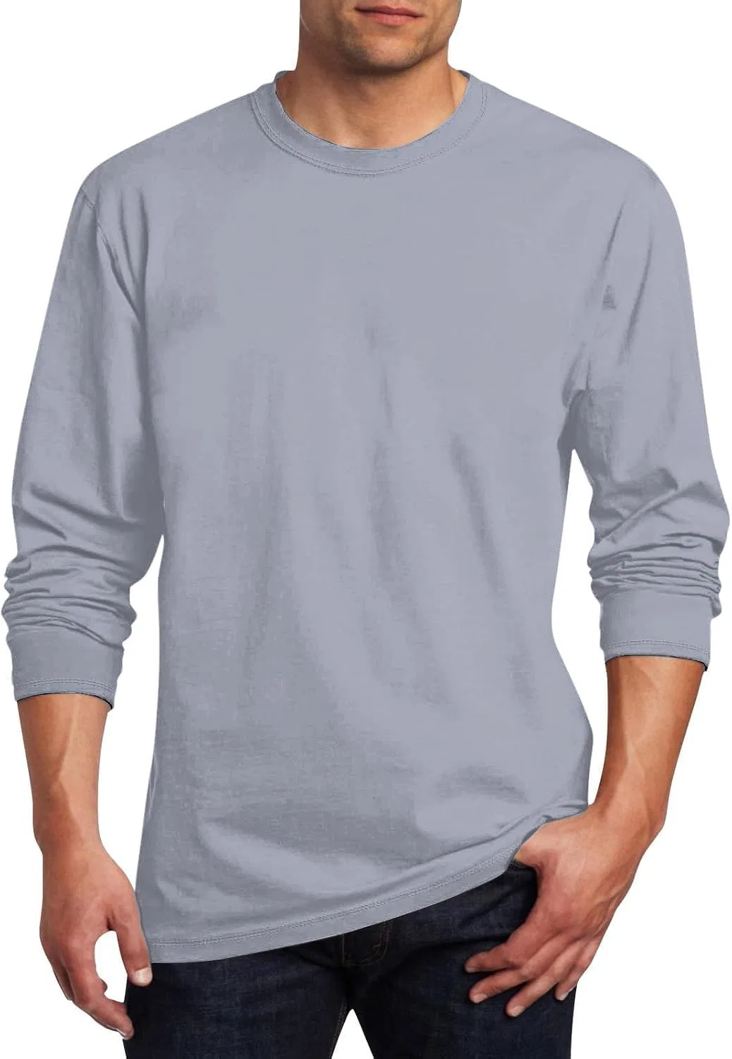 Мужская футболка с длинным рукавом slim fit с рисунком в горошек, Grey
