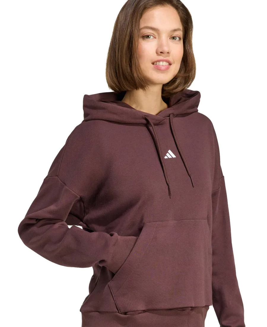 Женская толстовка с длинными рукавами и логотипом Essentials Adidas, shadow коричневый/белый — фото 2