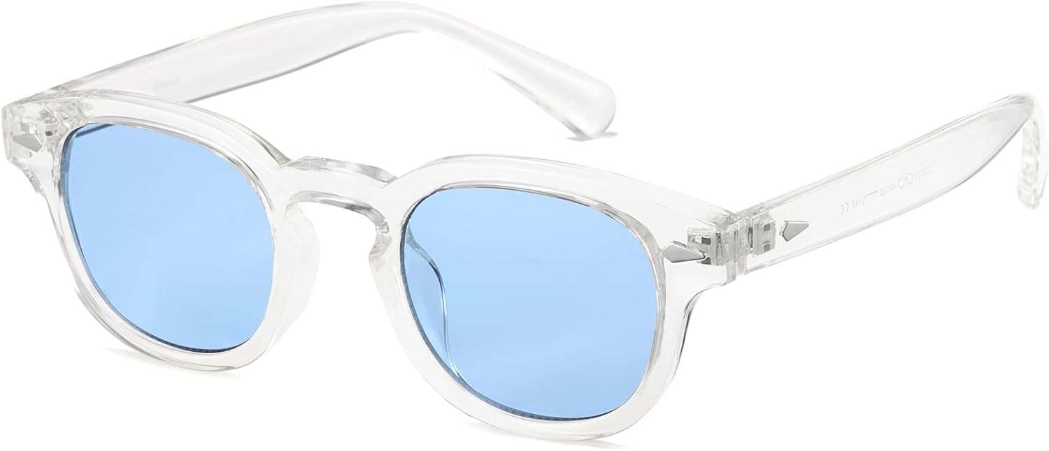 

Солнцезащитные очки Gtand Unisex в винтажном ретро-стиле круглой формы с тонировкой для мужчин и женщин, модные круглые солнцезащитные очки 46 мм, C25 Crystal Frame/Blue Tinted Lens