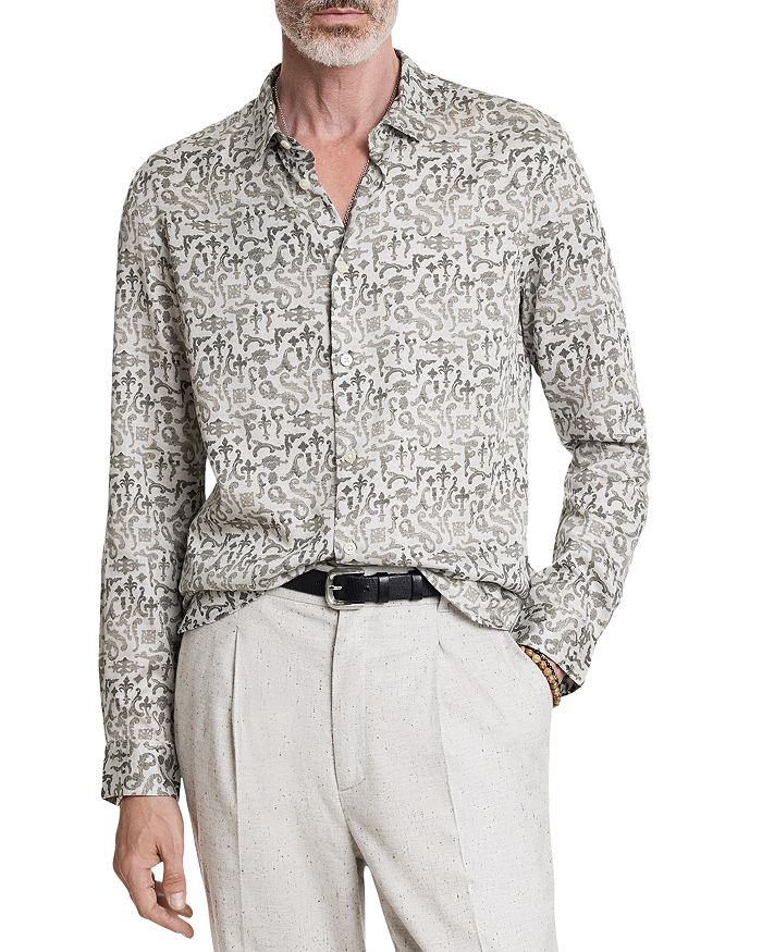 

Рубашка Ross Regular Fit с принтом John Varvatos, серый