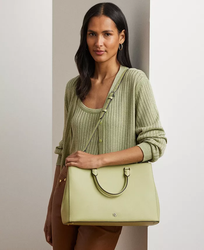 

Кожаная сумка-сатчел Crosshatch Large Hanna Lauren Ralph Lauren, зеленый