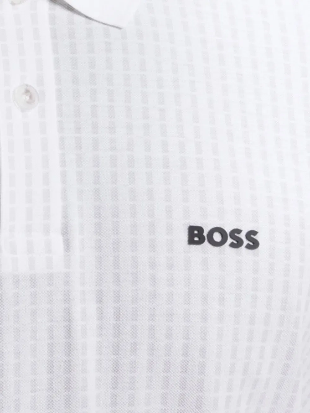 Поло с нашивкой в виде клетчатого узора и логотипом Boss, белый — фото 2