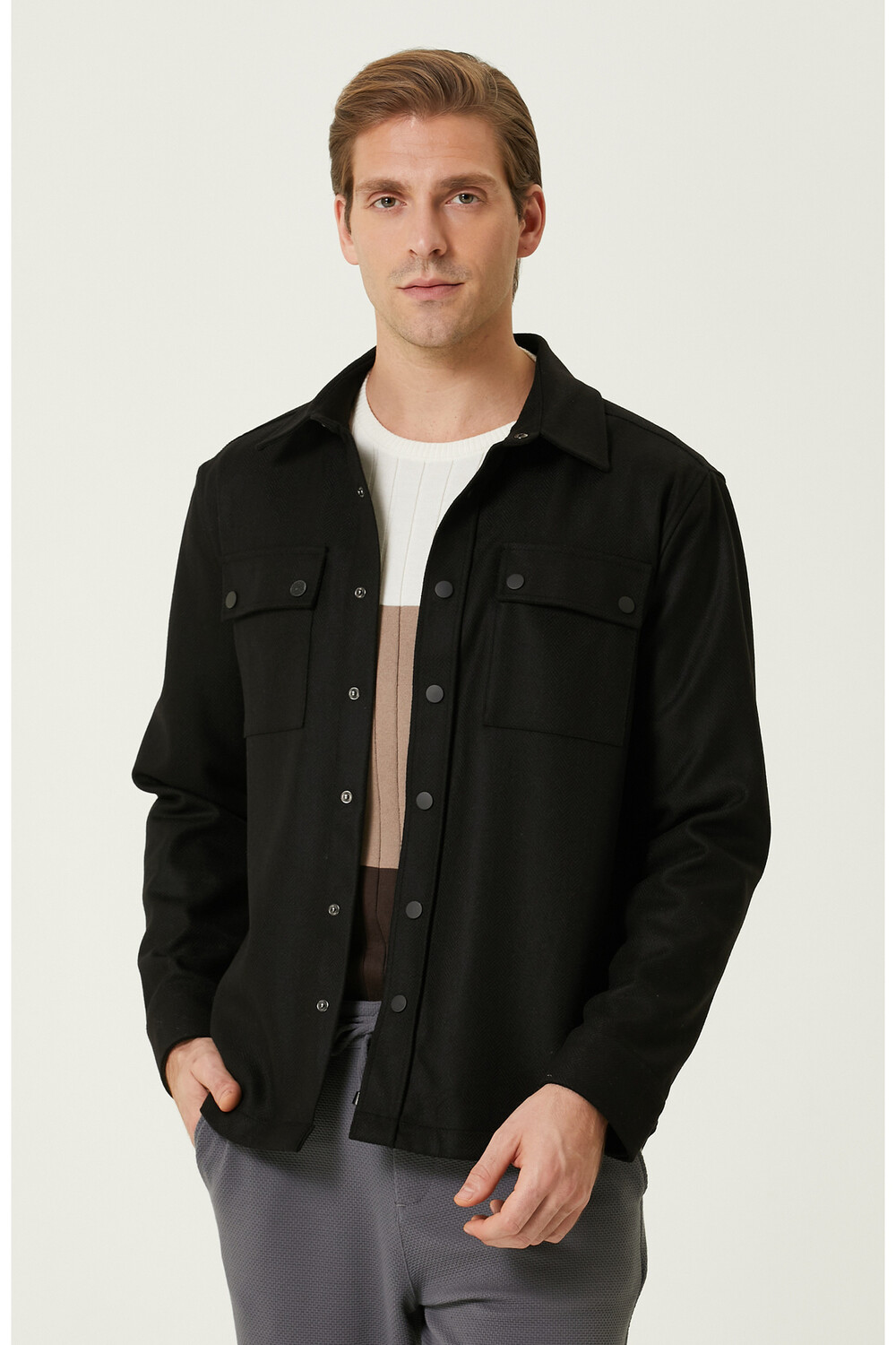 

Черная верхняя рубашка с узором «елочка» Network, черный