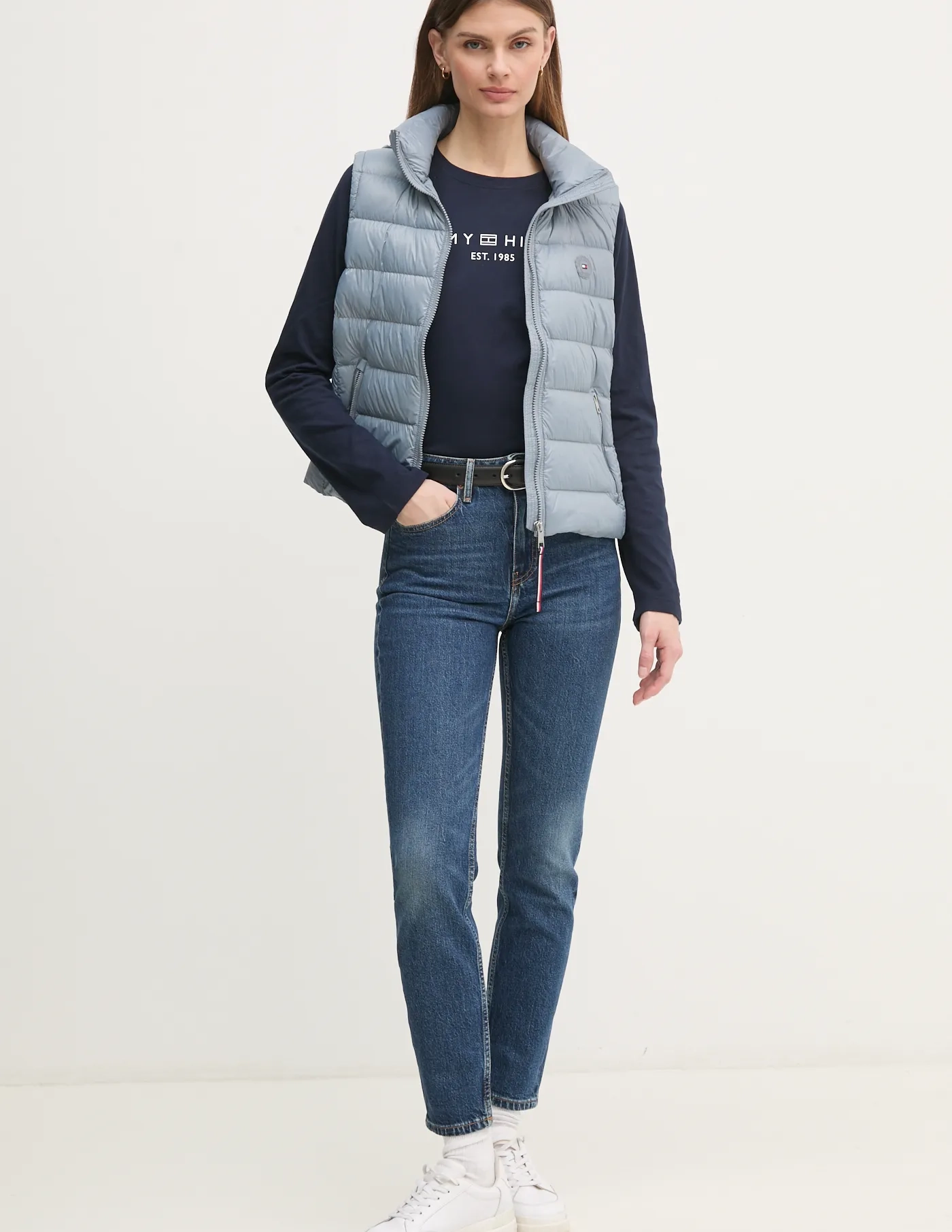 Хлопковый топ с длинными рукавами Tommy Hilfiger, темно-синий — фото 2