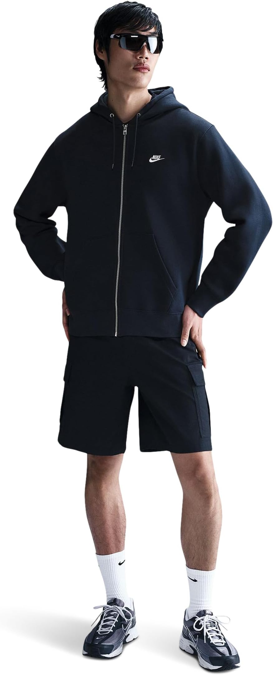 Худи Nike Club Full-zip Fleece Hoodie, цвет Obsidian/Obsidian/White — фото 4