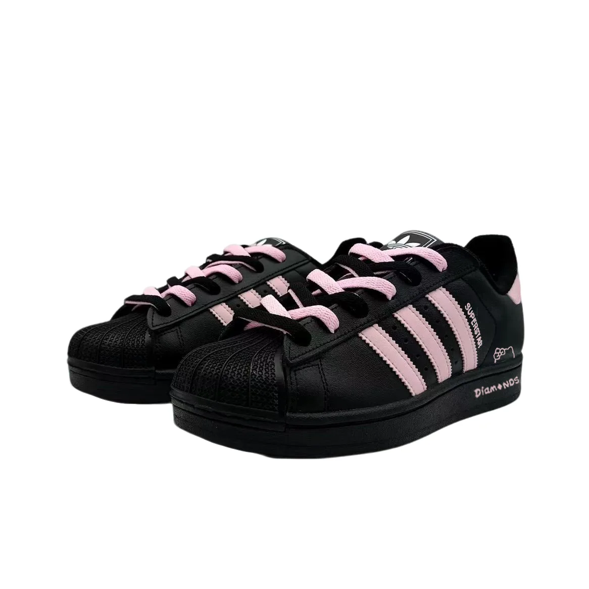 Adidas Originals Кроссовки для скейтбординга Superstar 2 Black Thin Pink Sharp Low top детские унисекс — фото 4