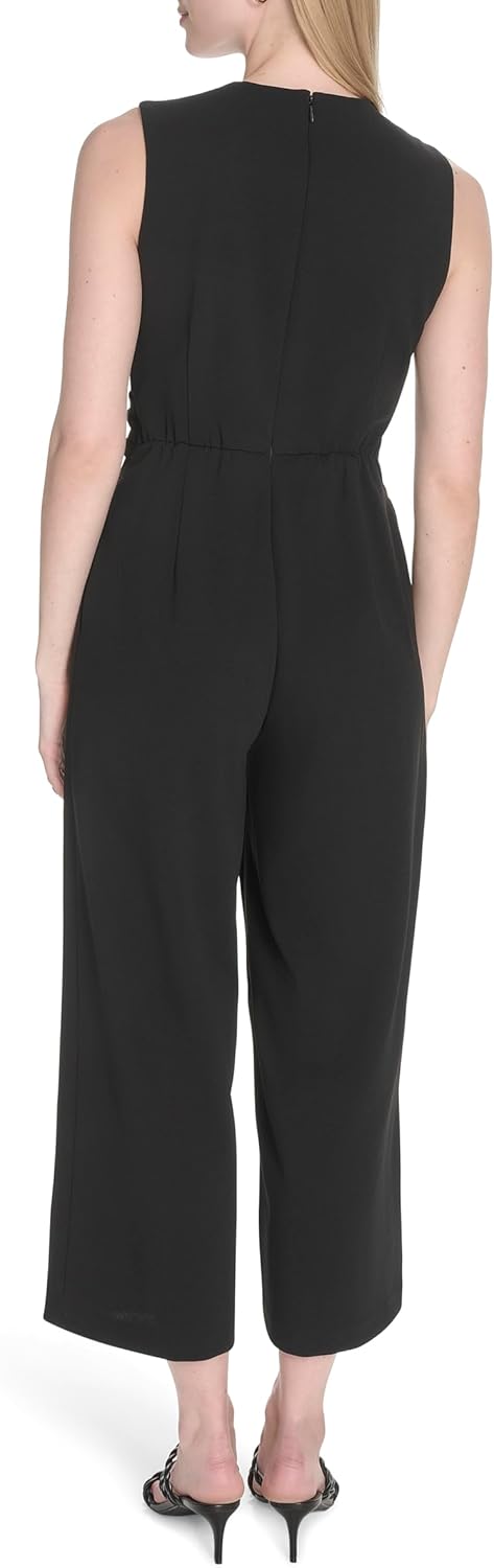 Женский комбинезон без рукавов Calvin Klein Scuba Crepe Cross Belt, Black — фото 4