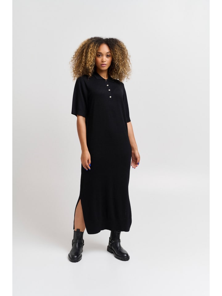 

Короткое платье PULZ Jeans Strickkleid PZSARA - 50206576 Midi-Feinstrick-Kleid, черный