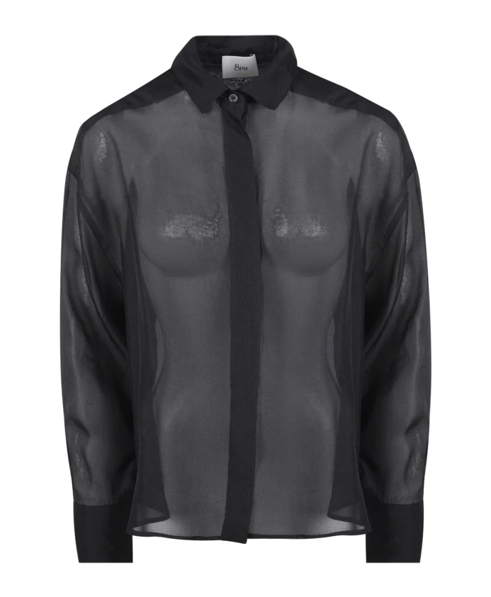 

Блузка из жоржета с заостренным воротником 8Pm, черный