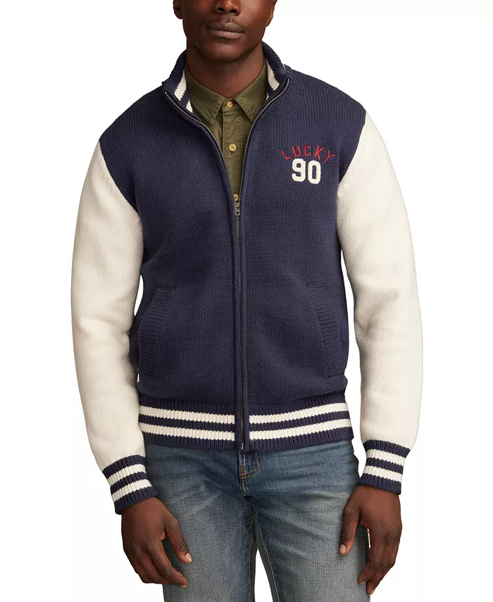 

Мужской свитер-бомбер на молнии Lucky Brand, синий