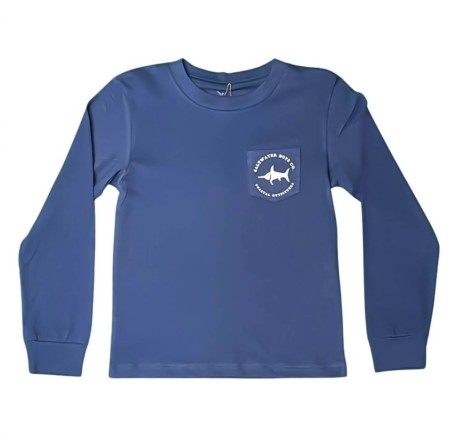 

Футболка для мальчиков с удочкой и катушкой в синем цвете Saltwater Boys Co.