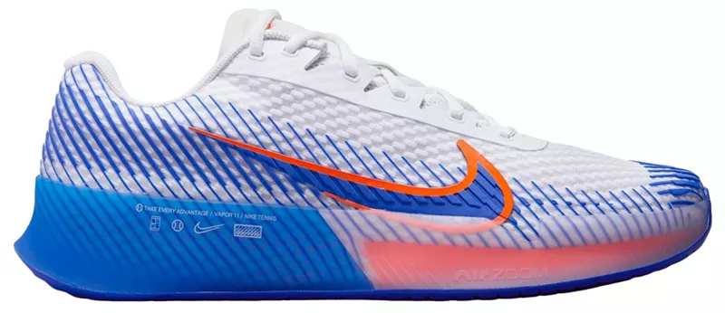 

Мужские кроссовки для тенниса на кортах с твердым покрытием Nike Zoom Vapor 11, цвет White/Hyper Royal