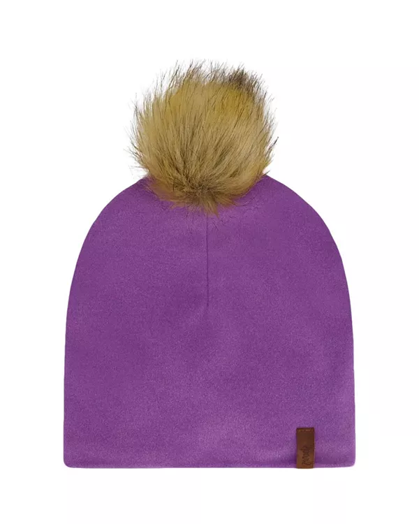 

Детская шапочка-поло с отстегивающимся помпоном для девочек, межсезонья. Deux Par Deux, фиолетовый