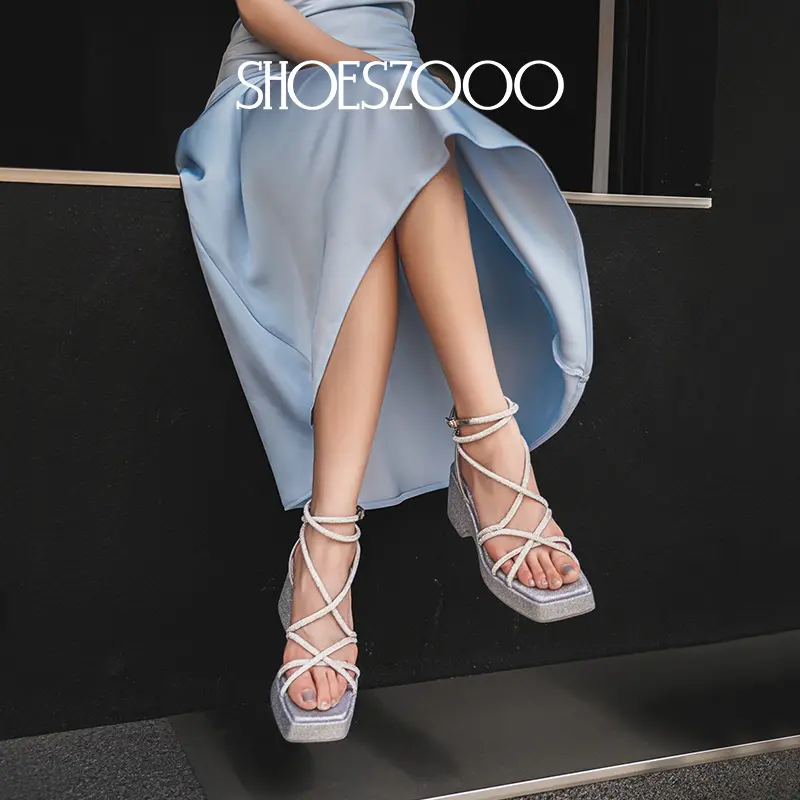 Римские сандалии женские Shoeszooo, серебряный — фото 3