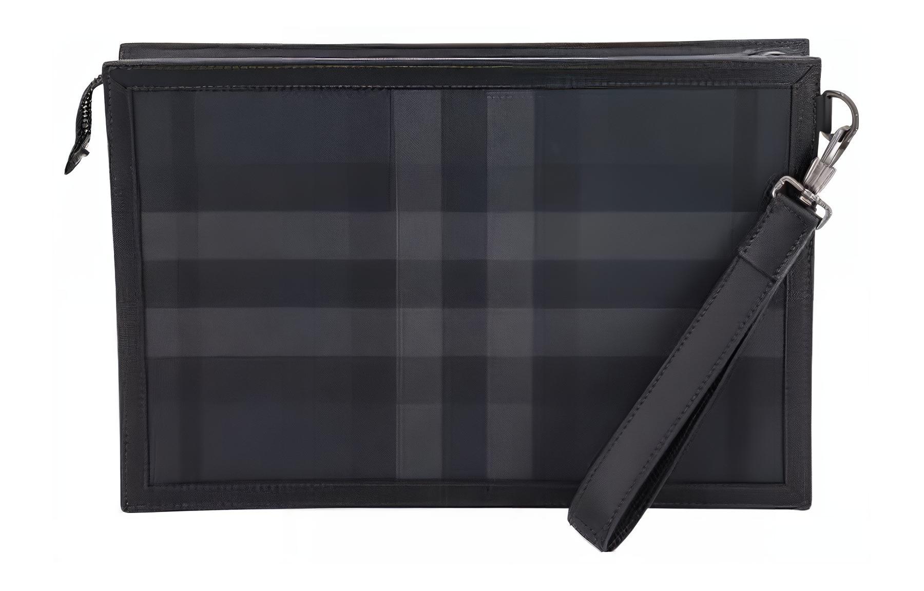 Полиуретановая наплечная сумка через плечо мужская черная Burberry — фото 2