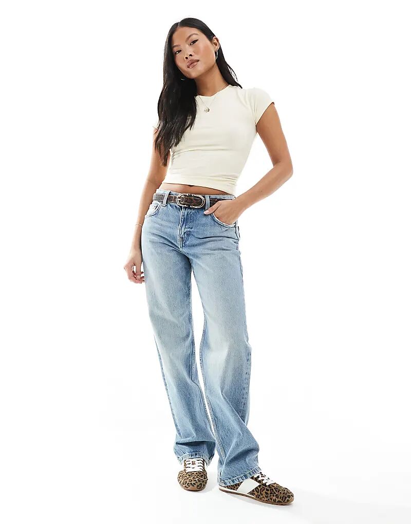 

Джинсы Petite средней посадки, прямые, средне-синего цвета Pull&Bear
