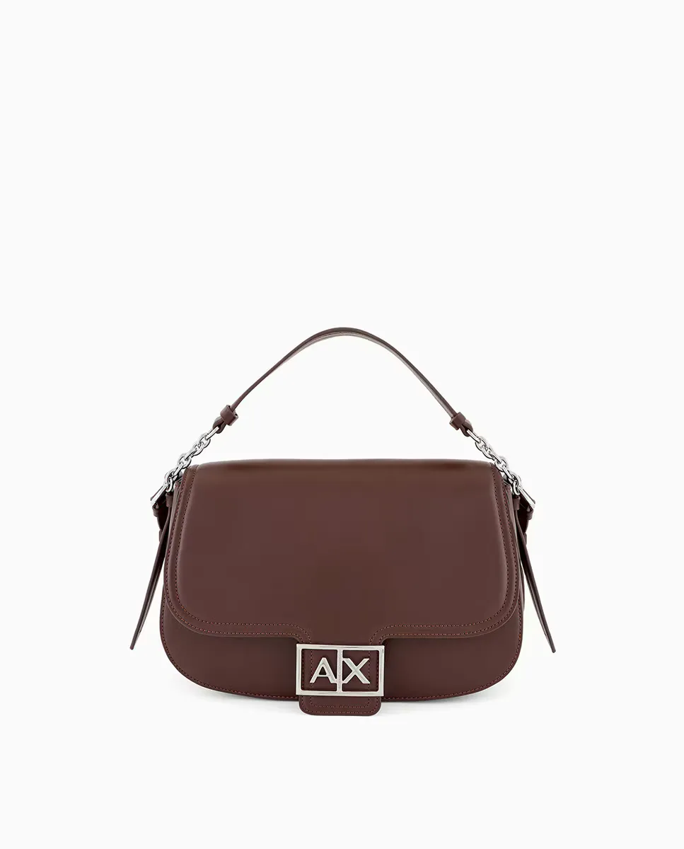 

Седельная женская сумка с крышкой и пряжкой Armani Exchange, коричневый