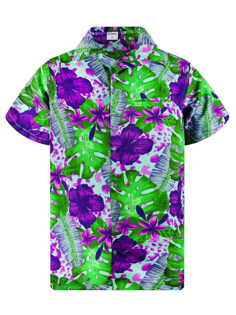 

Рубашка King Kameha Green Purple Flower, бирюзовый
