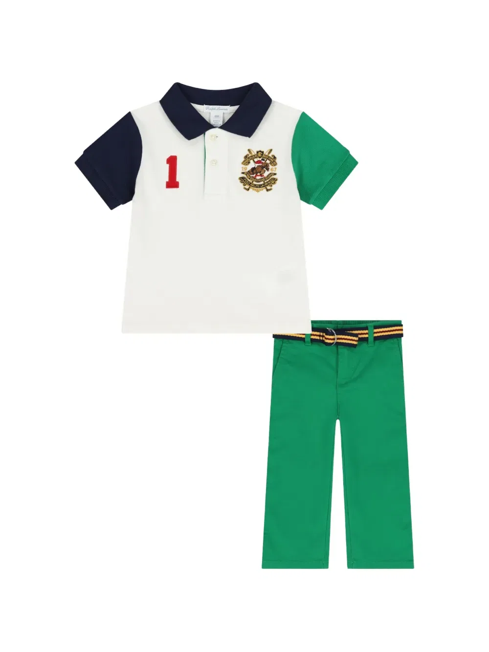 Полосатые брюки с поясом Polo Ralph Lauren Kids, зеленый