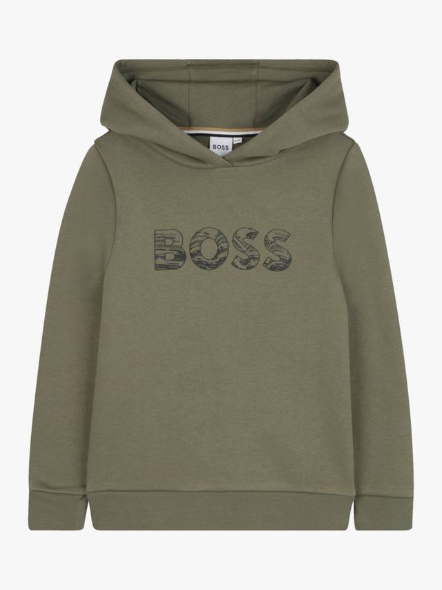 

Детская хлопковая худи BOSS с логотипом на груди HUGO BOSS, Green