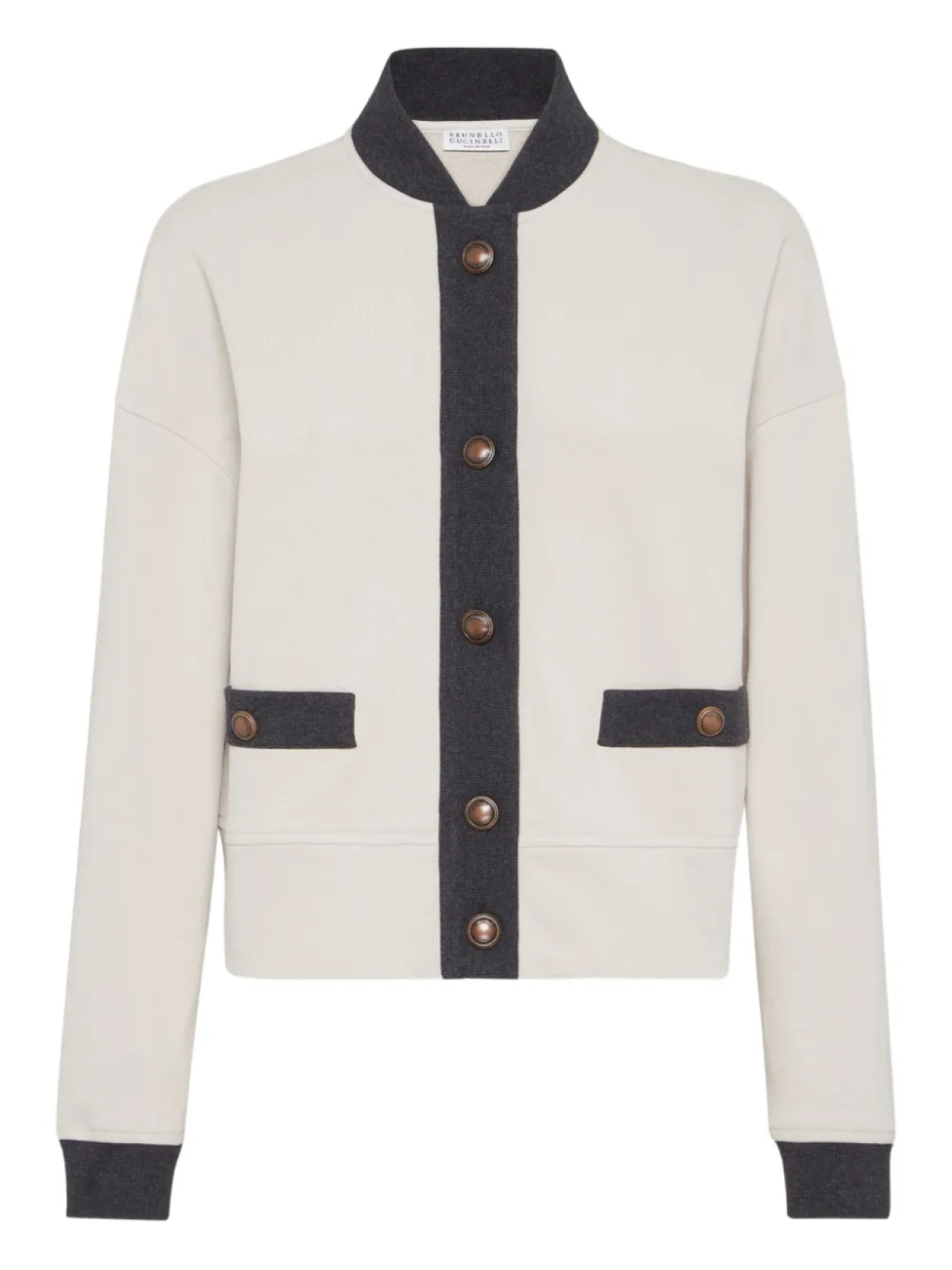 

Толстовка Brunello Cucinelli с застежкой на пуговицы и вставками, нейтральный