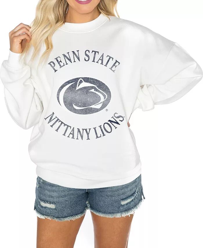 

Женская белая флисовая толстовка Penn State Nittany Lions Good Vibes Premium с заниженными плечами Gameday Couture