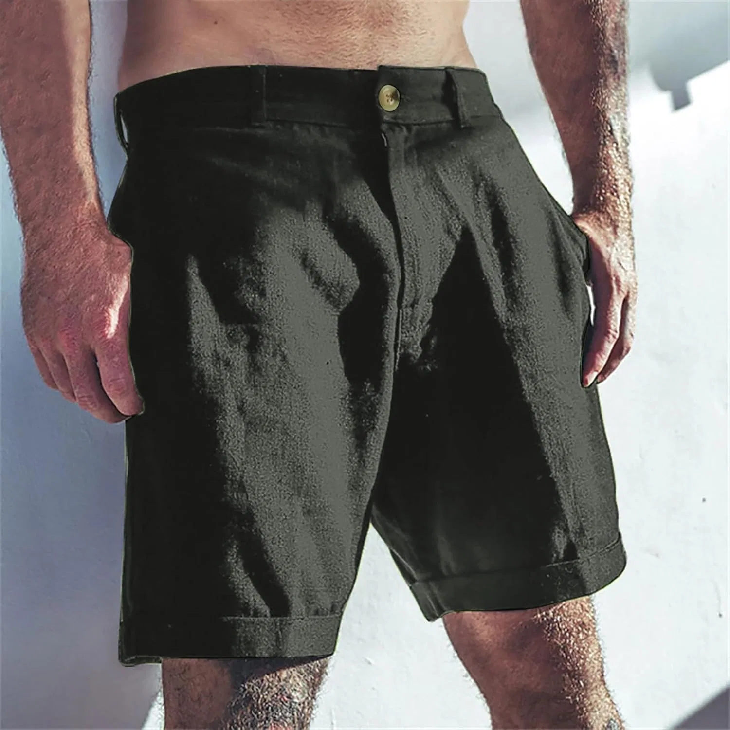 Мужские шорты Athletic, легкие, дышащие, на пуговицах, Dark Gray — фото 2
