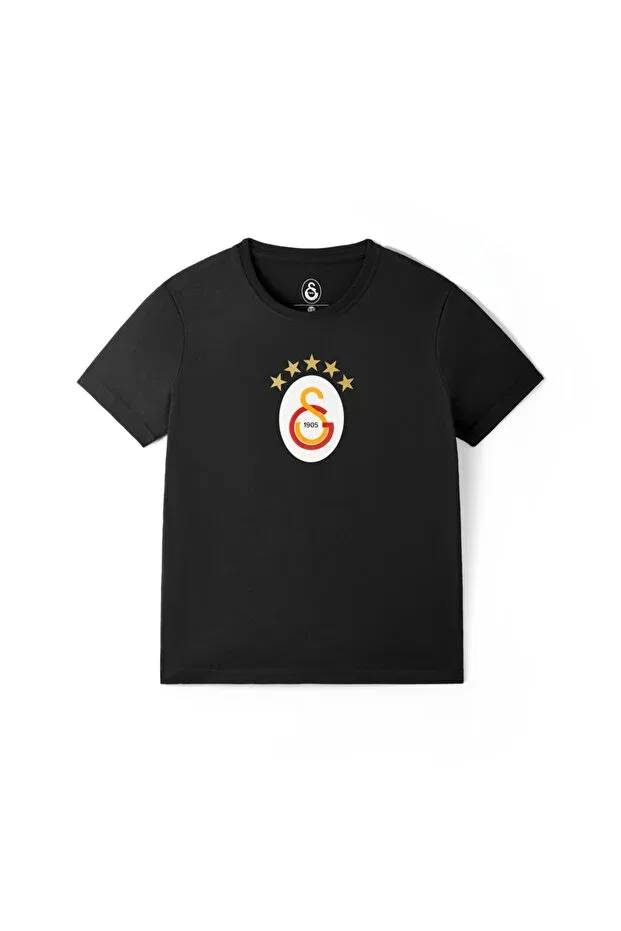 Детская футболка для мальчиков хлопковая Galatasaray 5 star children's t-shirt c251402 Gsstore, Black — фото 3