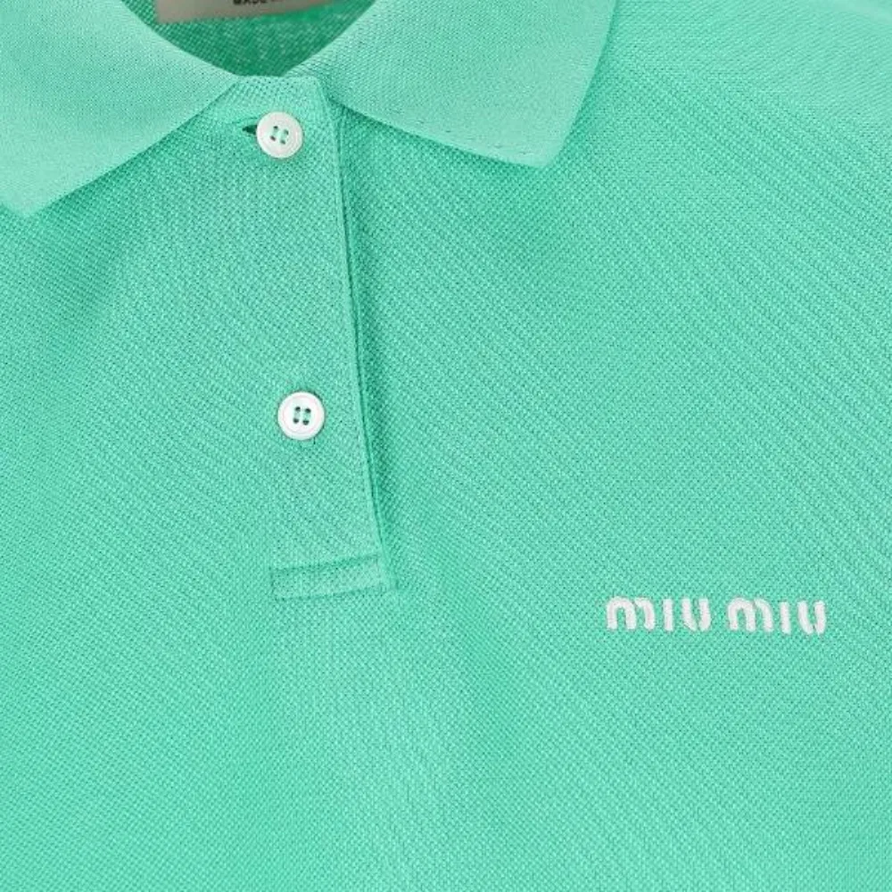 Женское поло с воротником MIU MIU, Green — фото 3