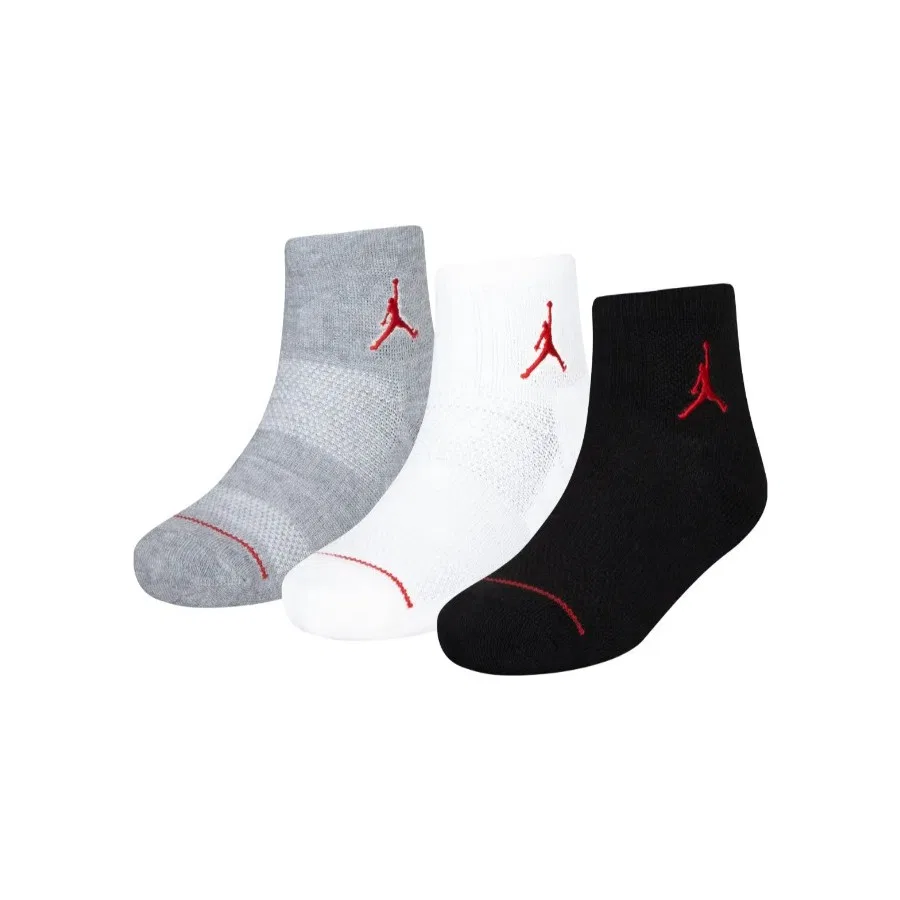 Комплект спортивных носков с принтом Jordan Jumpman Quarter Nike, Бело-серо-черный