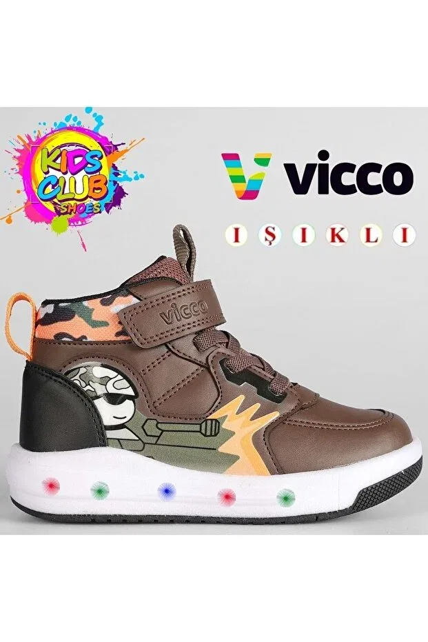 Детские ботинки для девочек с подсветкой Vicco, Brown