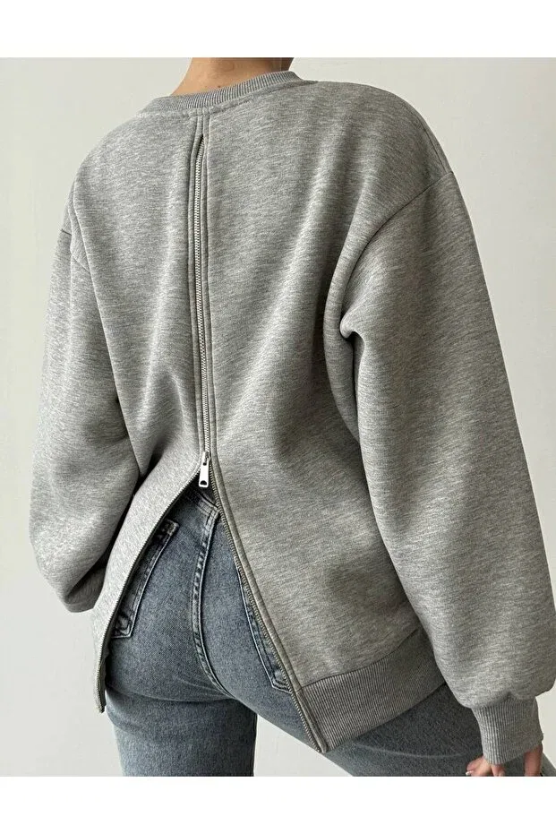 Детские свитшот для девочек оверсайз с зиппером Butik, Gray — фото 4