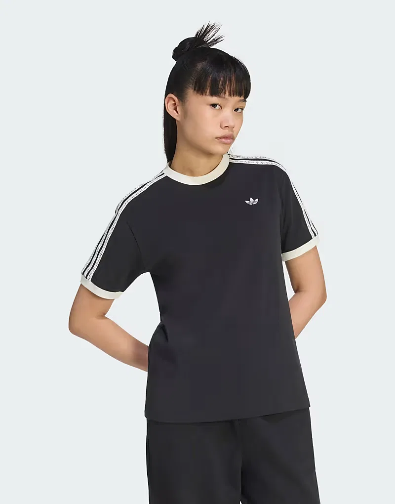 Футболка Summer Glow Advanced с тремя полосками Adidas Originals, черный