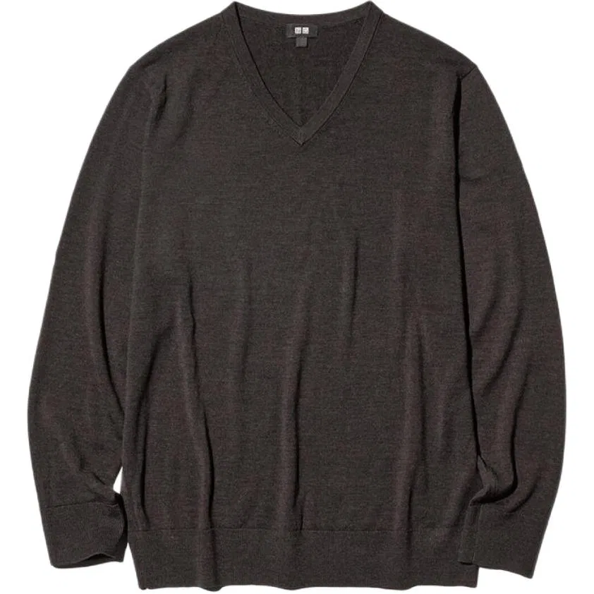 Мужской джемпер с V-образным вырезом Brown Black UNIQLO, Brown Black