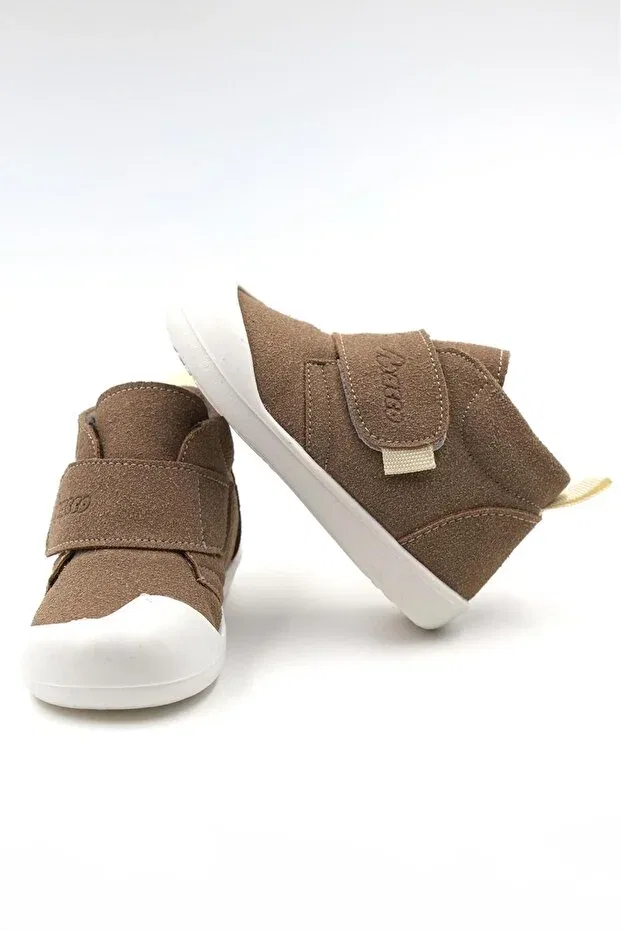 Детские ботинки для девочек с липучкой Poco first step Macco Shoes, Sand — фото 2