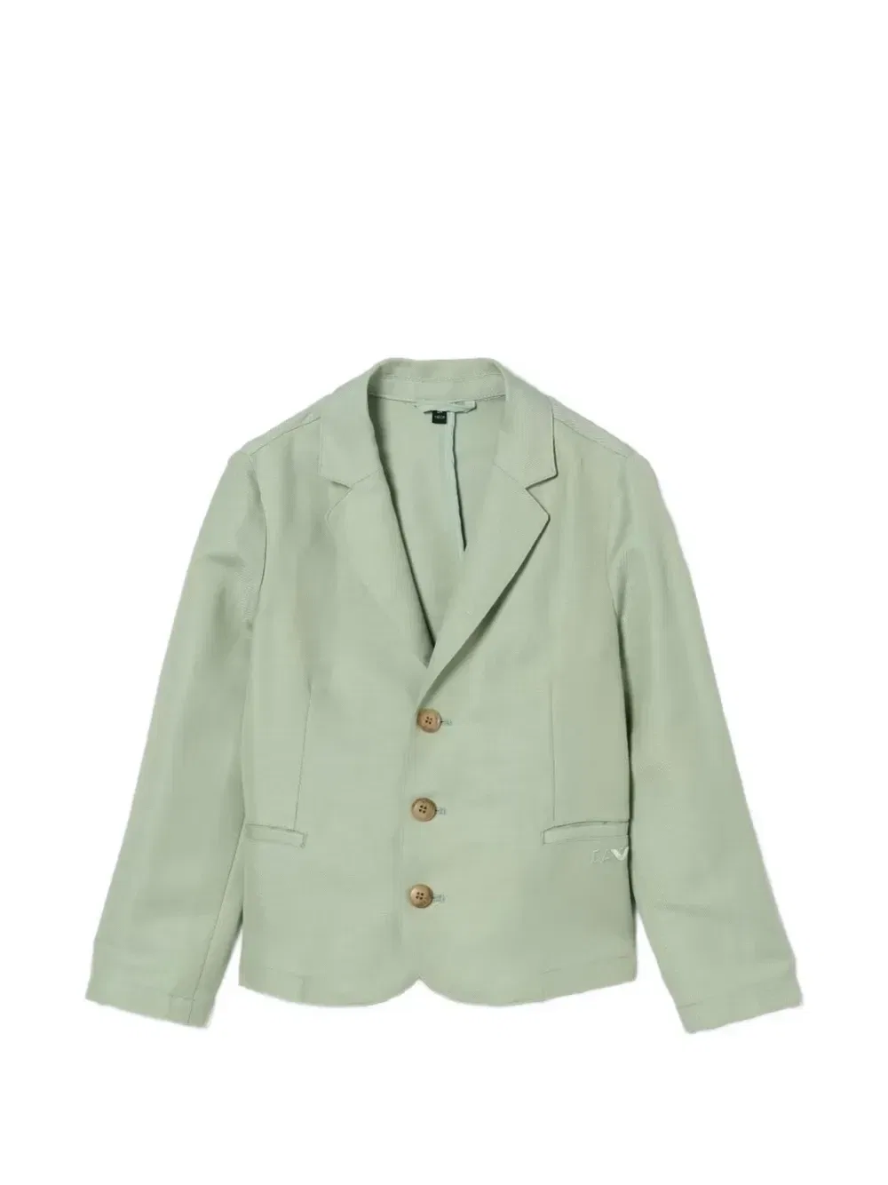 Однобортный блейзер с заостренными лацканами Emporio Armani Kids, зеленый