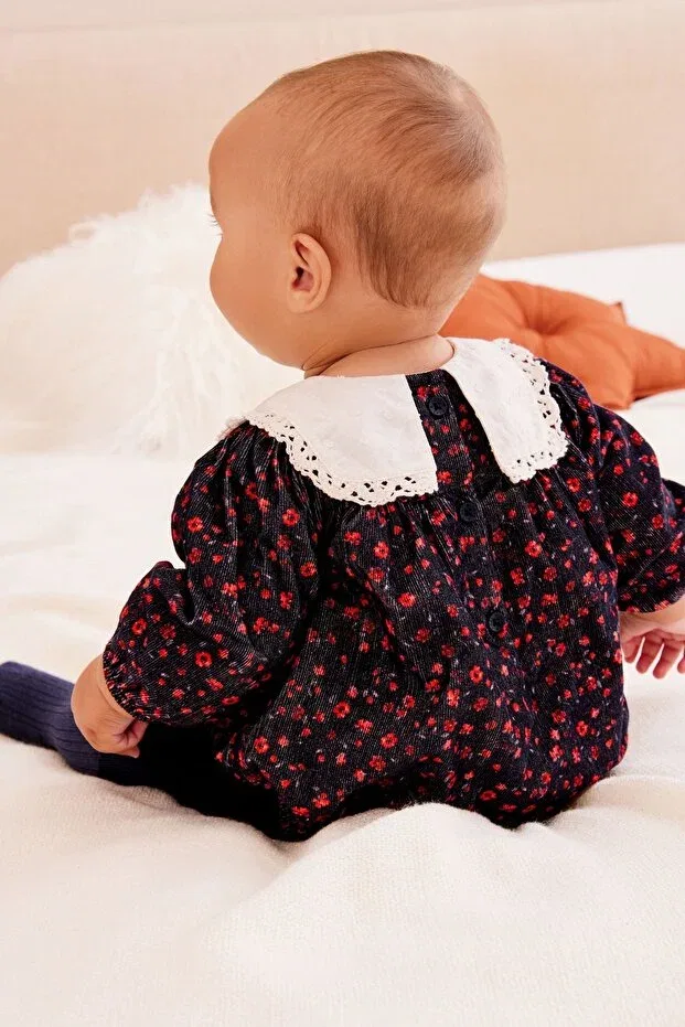 Детский комбинезон из вельвета с принтом Next Baby, Burgundy — фото 4