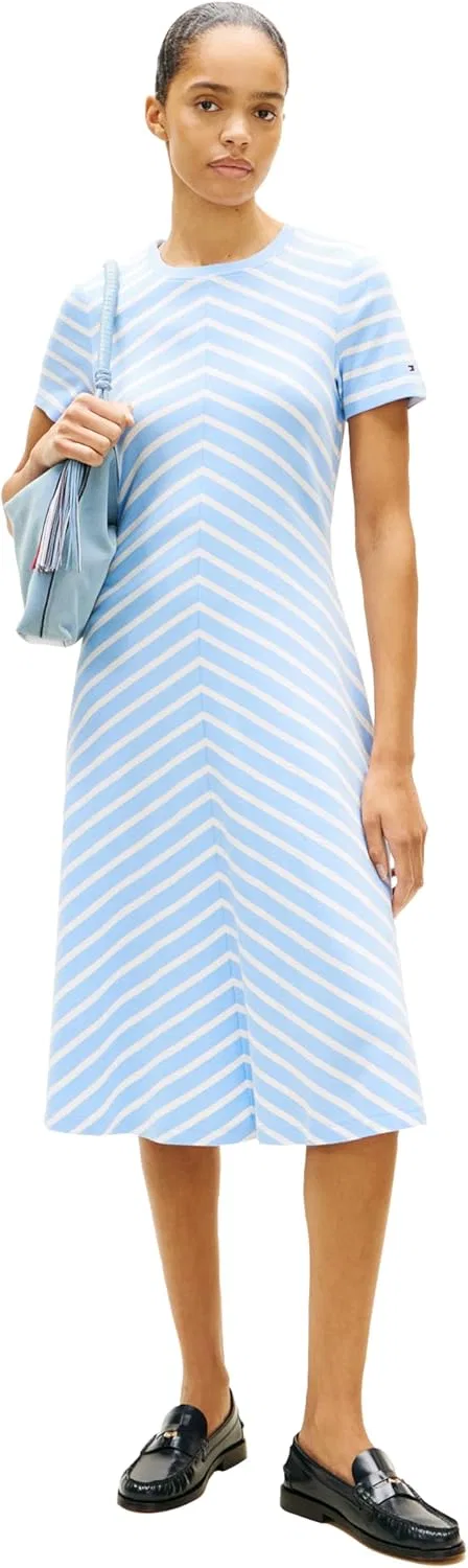Женское повседневное платье-футболка Tommy Hilfiger, Vessel Blue/Ecru Stripe